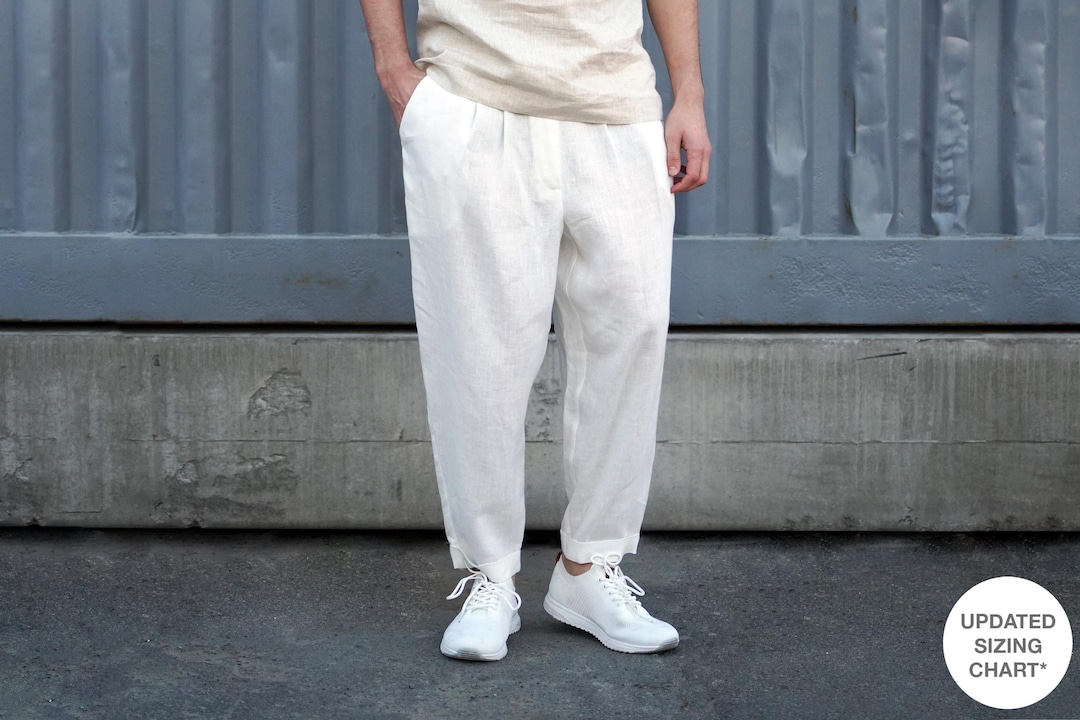 Pants With Pleats, Mens Linen Joggers, Mens Trousers, Loose Fit