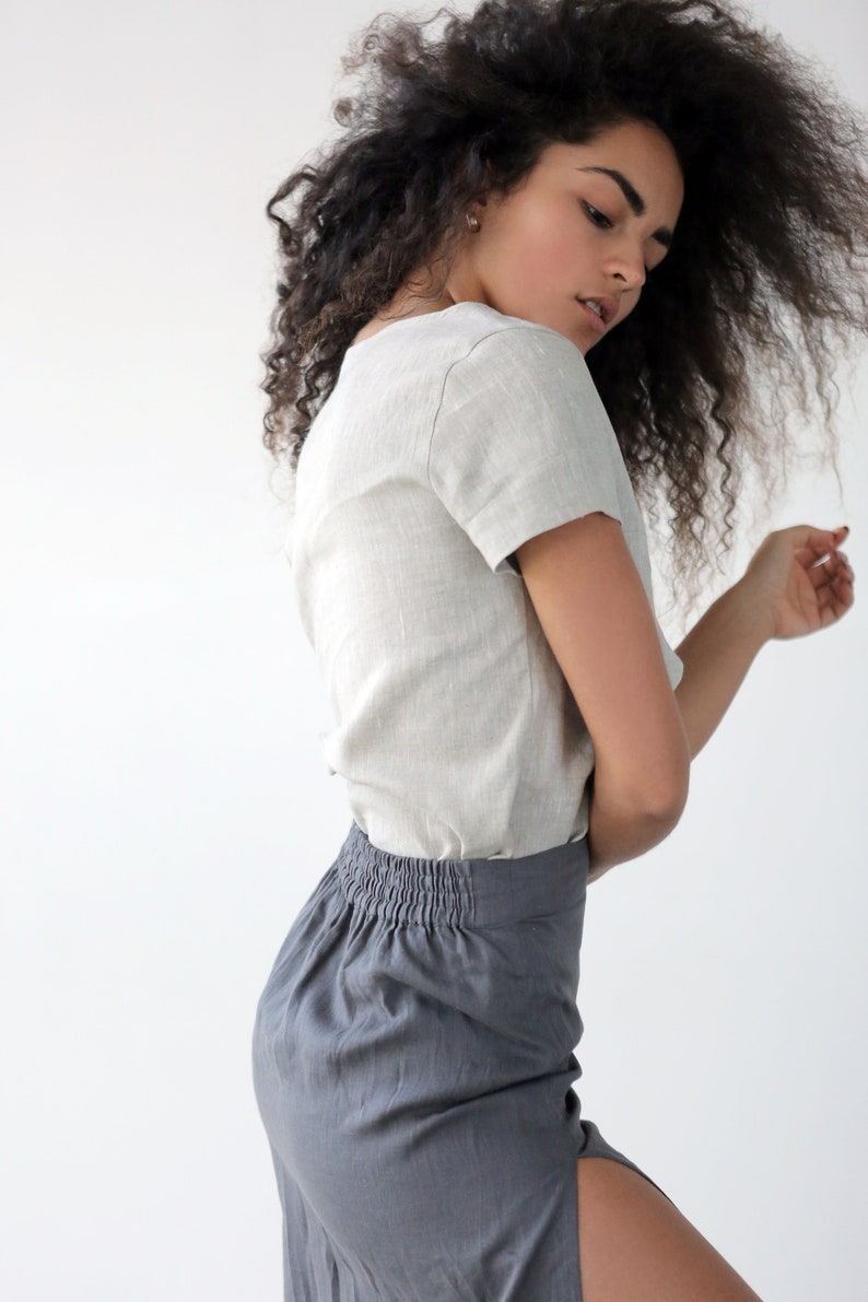 Maxi linen skirt Long skirt Gray organic skirt Summer image 6