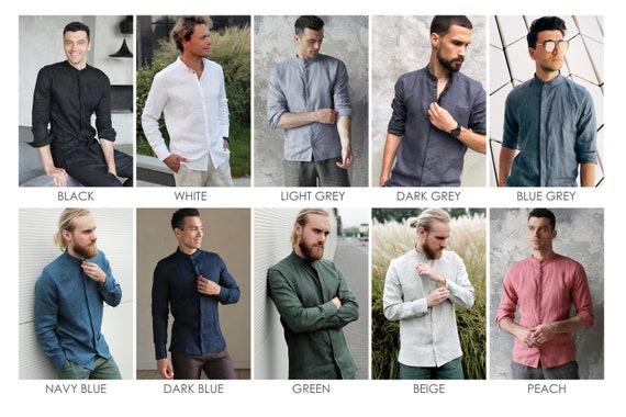 Mens Linen Hidden-button Shirt, Shirt for Men, Wedding Shirt