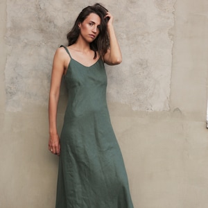 Linen Maxi Dress Summer Dress Green Color Dress With Wings - Etsy