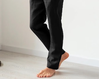 Black linen pants, Lounge pants, Linen pants, Pajama trousers, Pants for men, Flax pants, Linen trouser, Summer outfit, Yoga pants