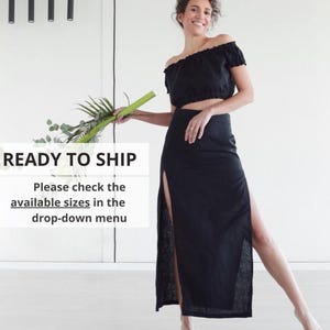 Maxi linen skirt, Long skirt, Gray organic skirt, Summer skirt,  Boho Gift for her, Skirt with slits, Linen dress, Handmade linen clothes