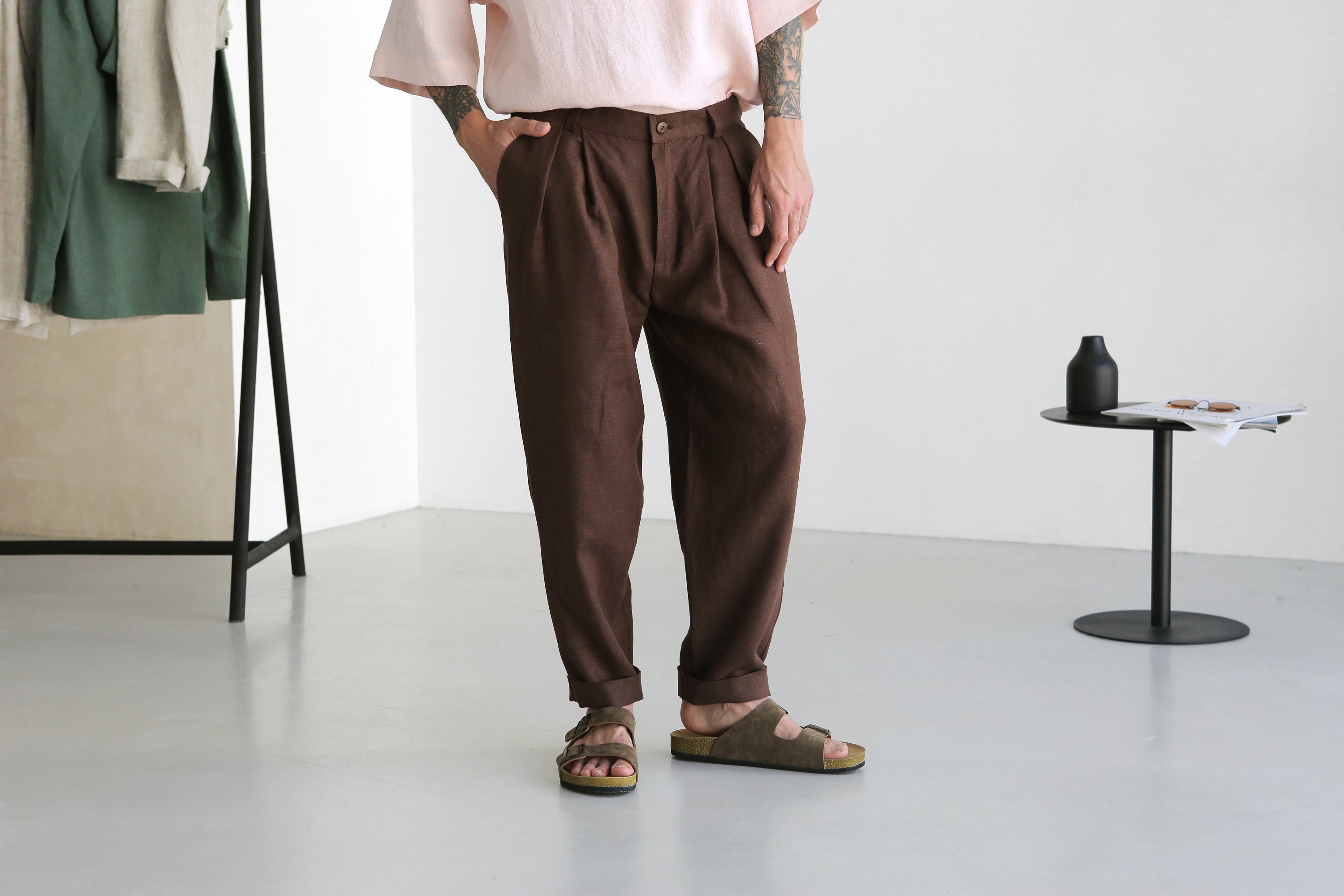Mens Linen Pants With Pleats Linen 