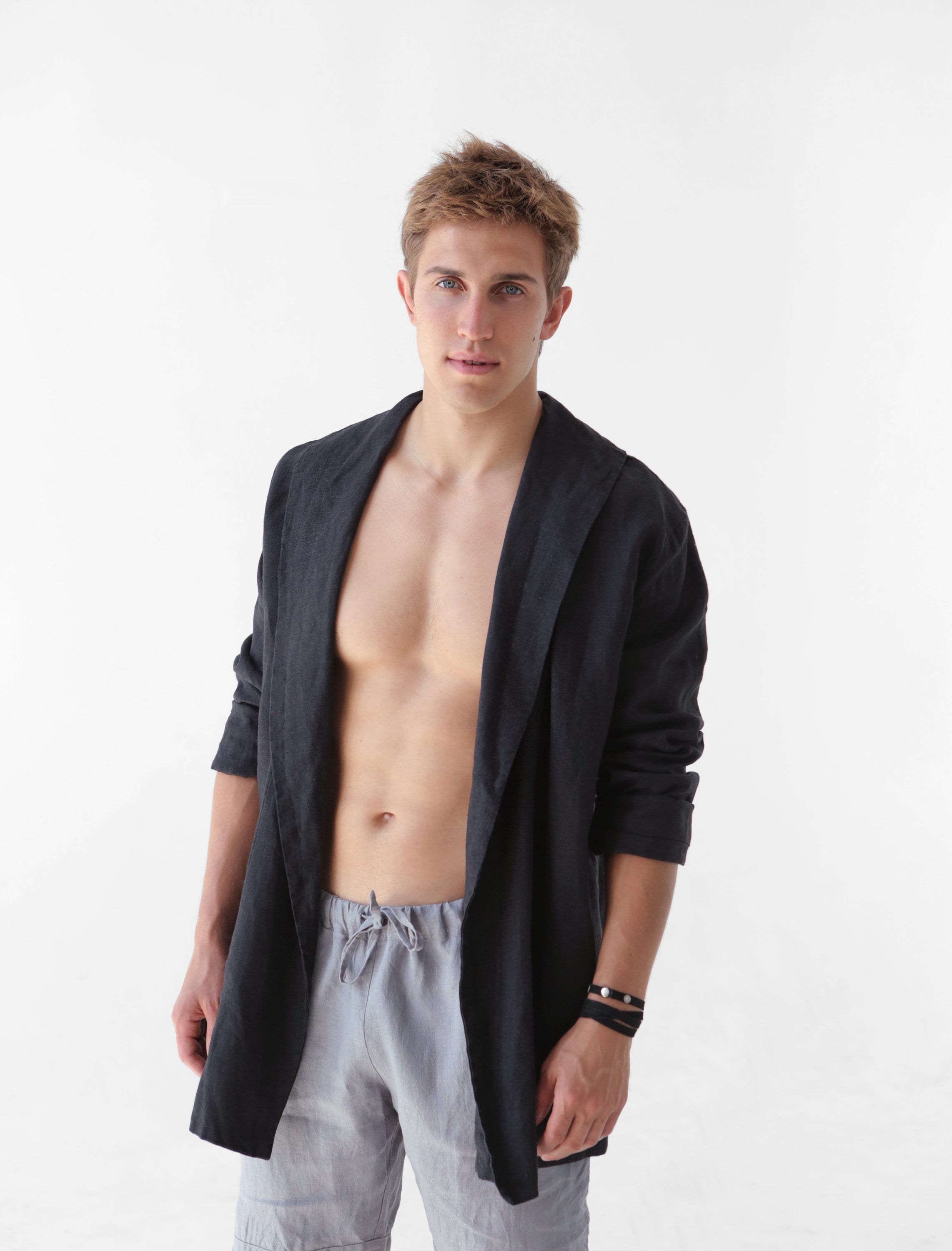 Linen Mens Jacket Men's Linen Jacket Black Cardigan for Etsy UK