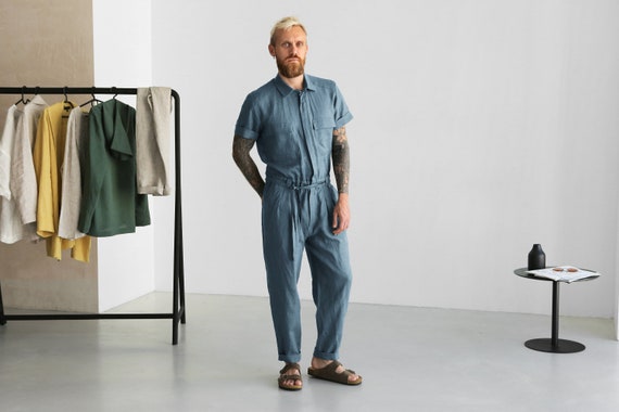 Buy Mens Linen Jumpsuit, Mens Overall, Mens Romper, Jumpsuit for Men,  Blue-grey Coveralls, Gift for Him, Natural Linen Jumpsuit, Linen Romper  Online in India - Etsy