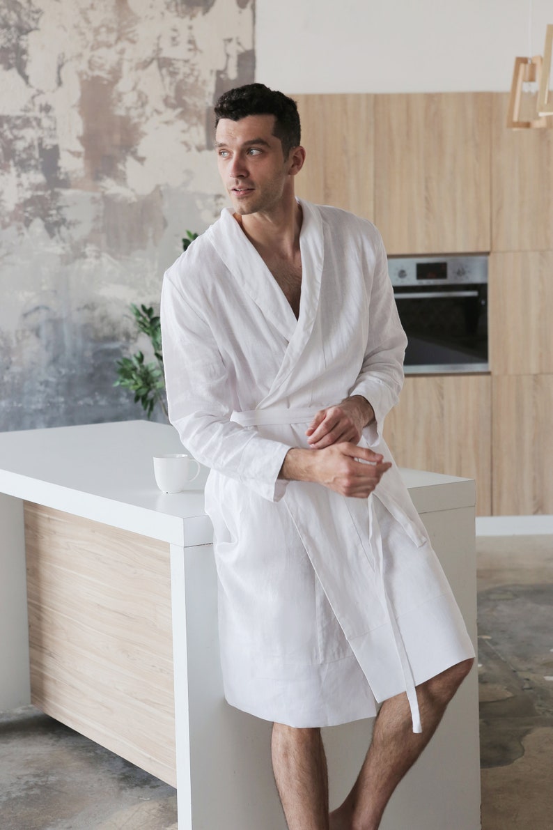 White linen bathrobes Linen gown Wedding bathrobe Natural Etsy