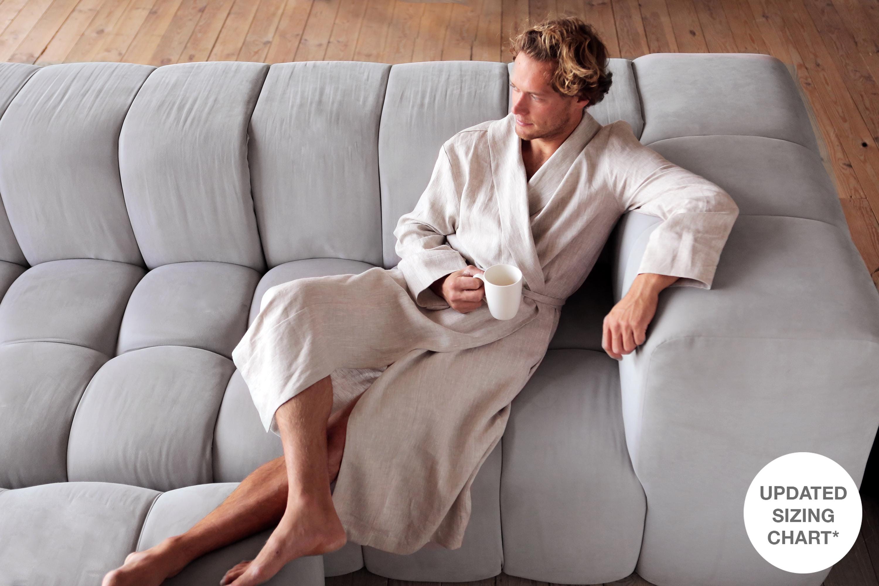 Handmade Beige Linen Robe