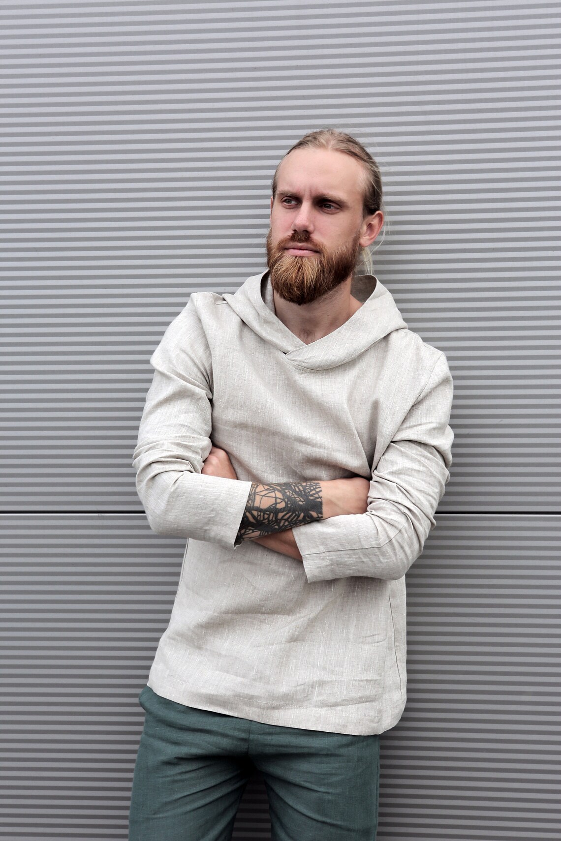 Hoodie - Linen Hooded Shirt - FINAL SALE