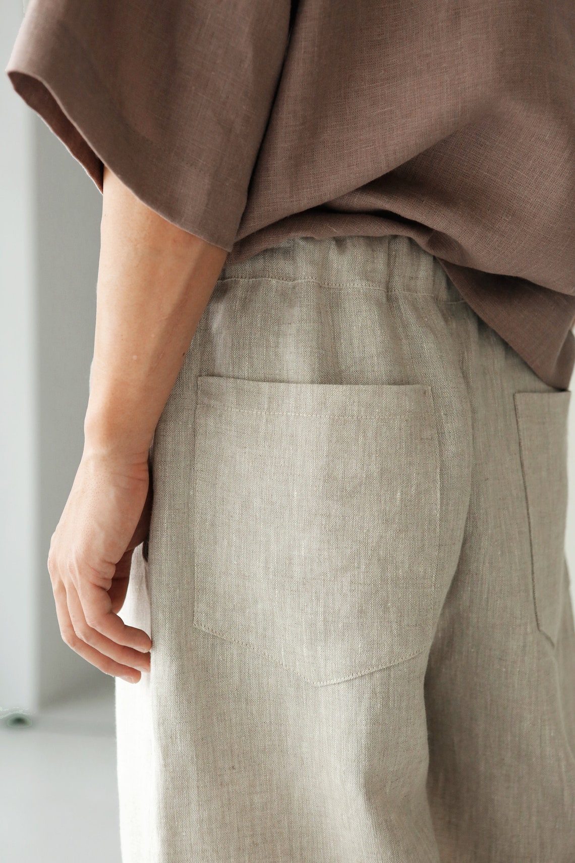 loose fit linen pants men's