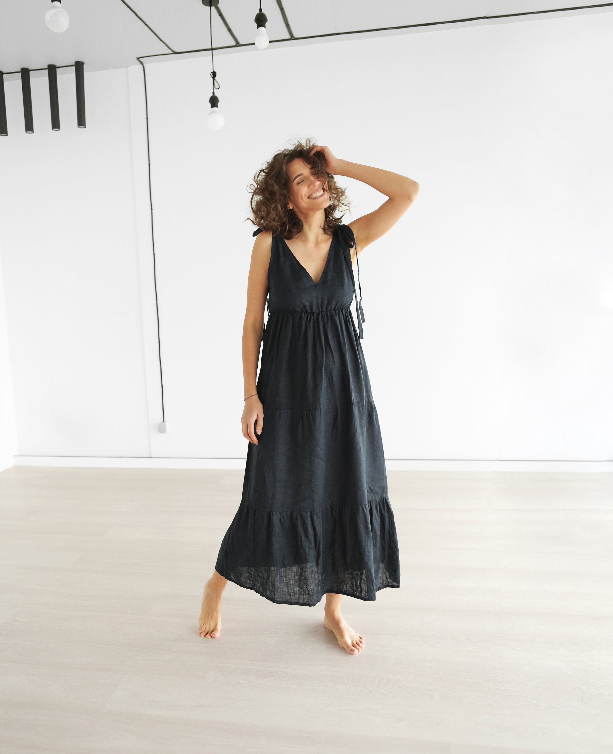 Natural Linen Dress, Summer Beach Dress, Loose Linen Dress, Black Sundress, Organic Dress, Dress Flared, Dress With Straps - Etsy Natural Linen Dress, Summer Beach Dress, Loose Linen Dress, Black Sundress, Organic Dress, Dress Flared, Dress With Straps - Etsy