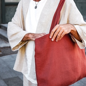 Linen tote bag, Zero waste, Beach bag, Organic linen shopper, Vegan bag zdjęcie 5