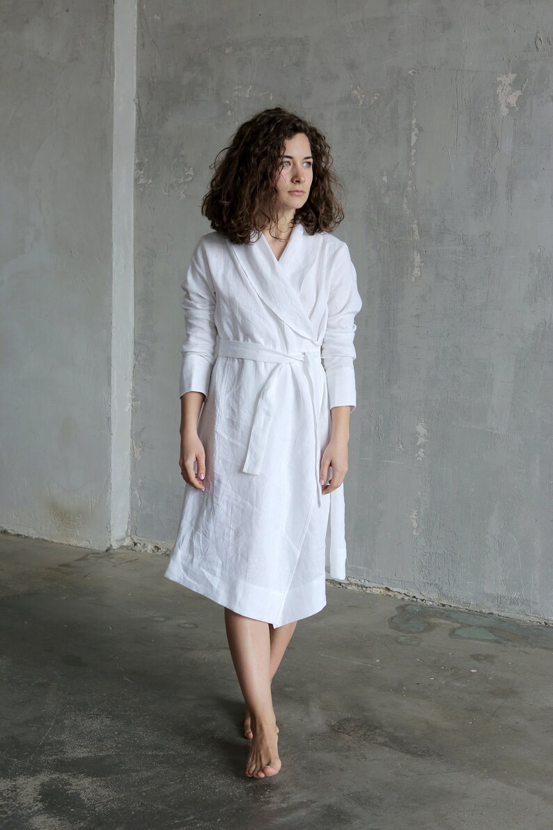 Womens linen bathrobe Linen loungewear White linen robe Etsy