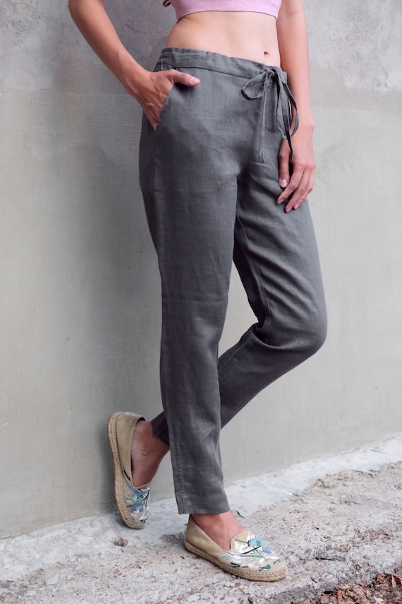 Orientique Pure Linen Pants Black - Essjai