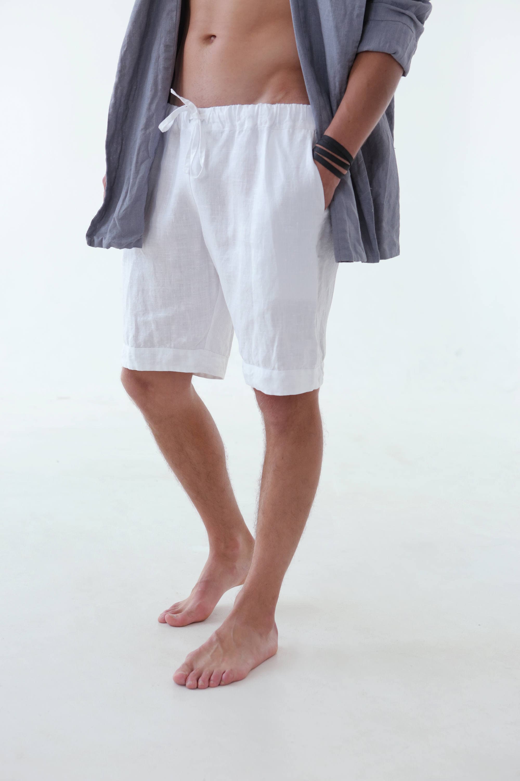 Mens linen shorts. Shorts for men. Mans organic clothes. Beach Etsy