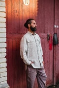 Mens linen shirt, Relaxed shirt for men, Natural color shirt, Classic handmade