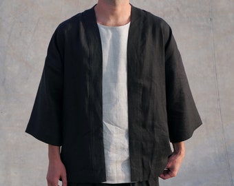 Mens Linen Kimono Jacket, Matshu Kimono, Linen cardigan, Gift for him, Linen outfit