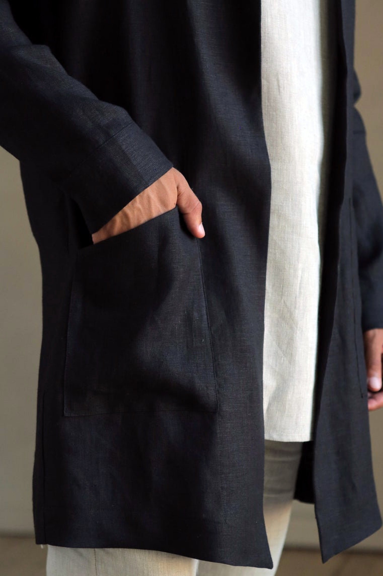 Trench Coat Men Linen Jacket for Man Stylish Linen Apparel - Etsy