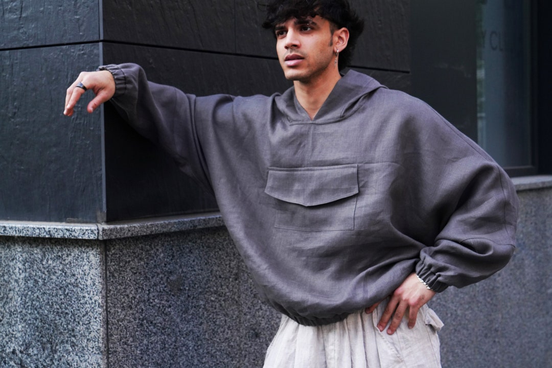 Herren Sweatshirt Hoodie Extra Langer Arm Hoodie Lange Pullovers