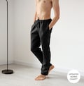 Men’s Straight Linen Pants, Model ASH — Black, Elastic Waist Lounge Pants product logo