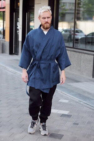 Kimono Japonais épais Pour Homme - Ensemble Pyjama Coton, Style Yukata, Vêtement De Maison Chaud