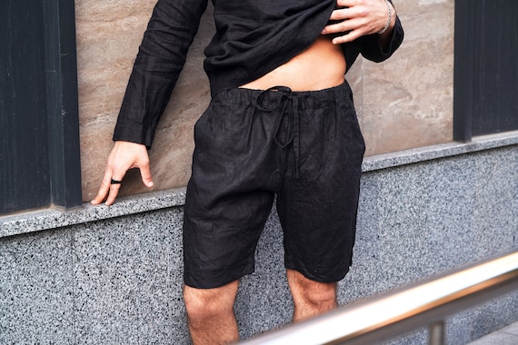 Mens Linen Shorts Basic Shorts Flax Linen Shorts Shorts for - Etsy