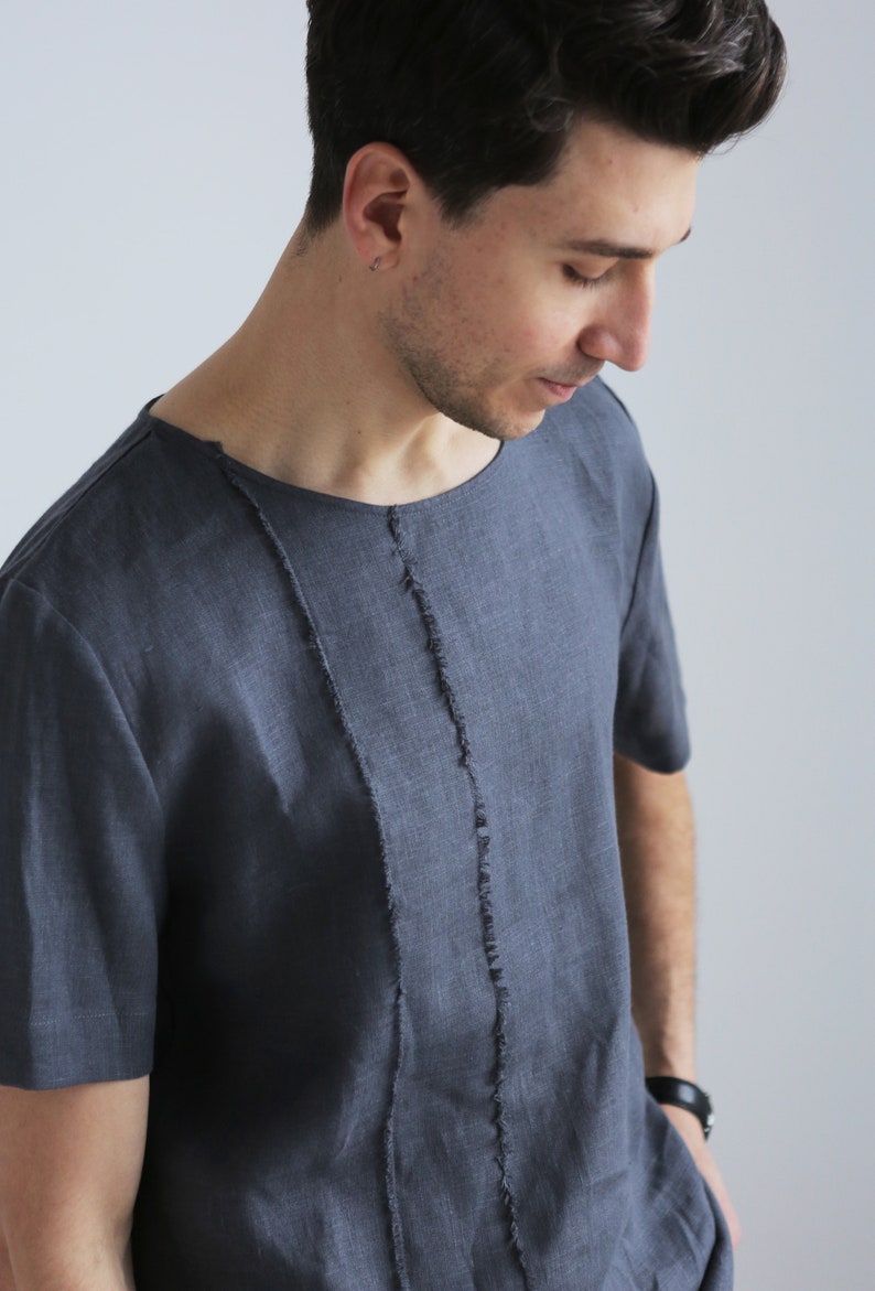 Mens linen t-shirt Basic t-shirt Shirt for men Stylish | Etsy