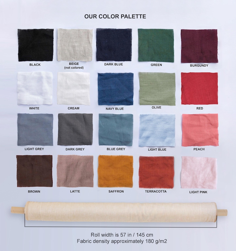 Natural linen fabric by the yard / meter. 100% linen fabric. Oeko-tex standard 100 certified. image 9