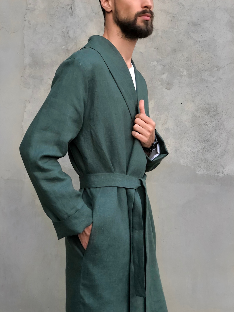 dark green mens dressing gown