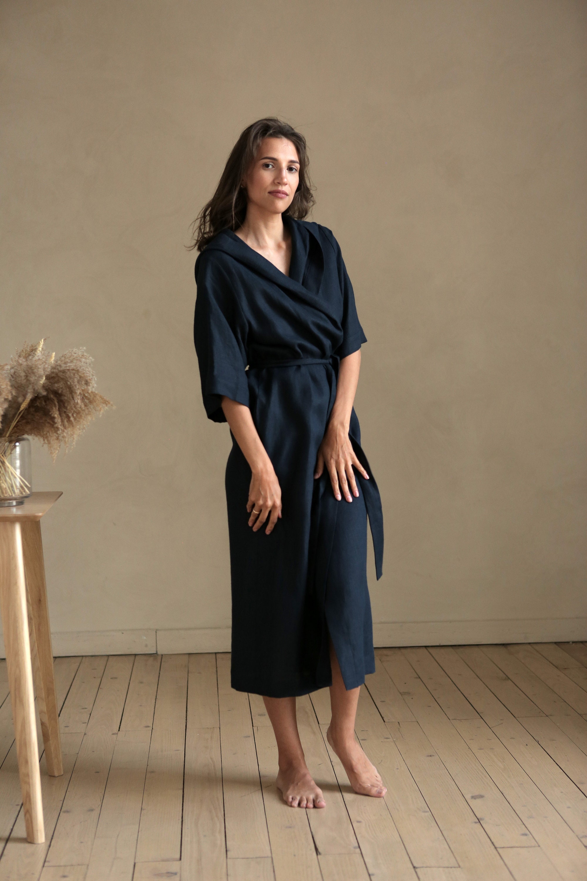 Long Linen Kimono Jacket Summer Kimono Linen Loungewear Etsy