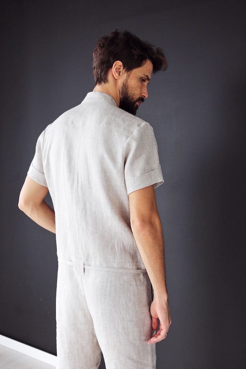 Mens linen jumpsuit Mens overall Mens romper Jumpsuit for Etsy