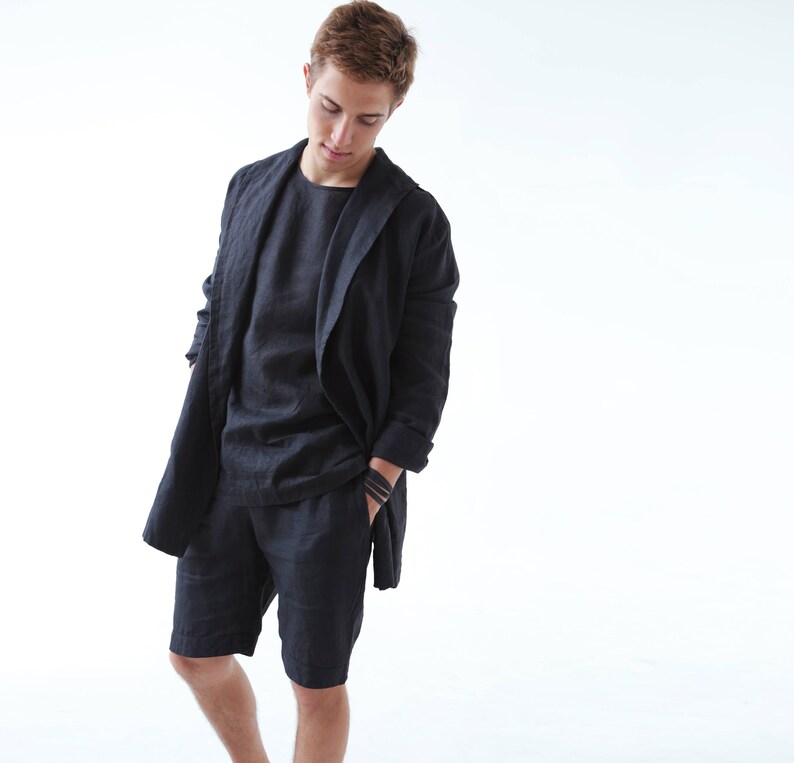 Linen mens jacket Christmas gift Black cardigan for Men Linen cardigan Jacket for man Linen coat Wedding jacket Gift for him Basic jacket
