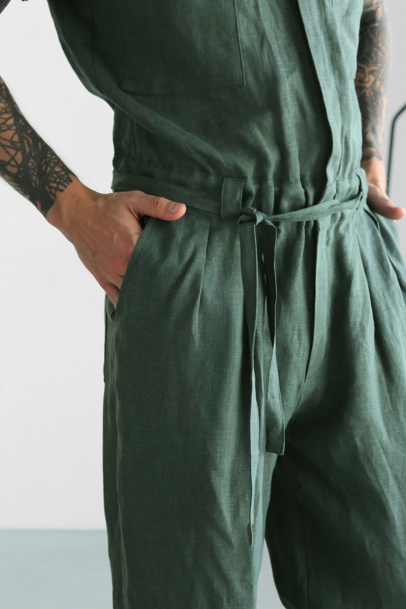 Mens Linen Jumpsuit Mens Overall Mens Romper Jumpsuit for Etsy Australia