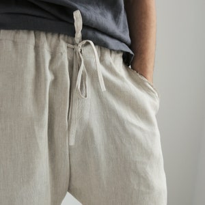 Natural Mens Linen Pants, Lounge Pants, Baggy Pants, Mens Trousers