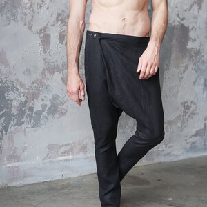 Men's Harem Pants, Linen Baggy Pants, Drop Crotch Pants, Mens Trousers ...