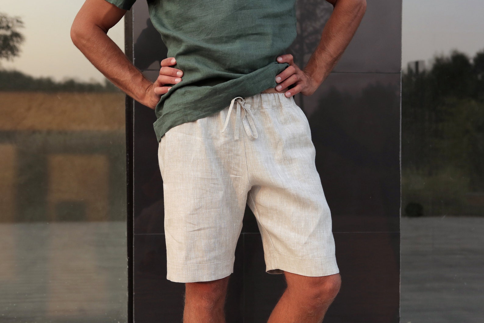 Mens Linen Shorts Summer Shorts Shorts for Men Spring | Etsy