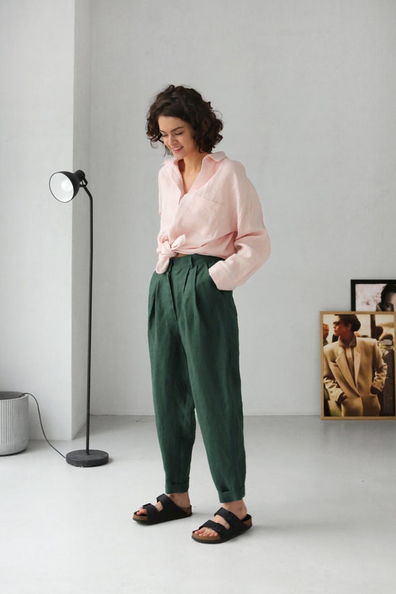 Linen joggers ladies sale