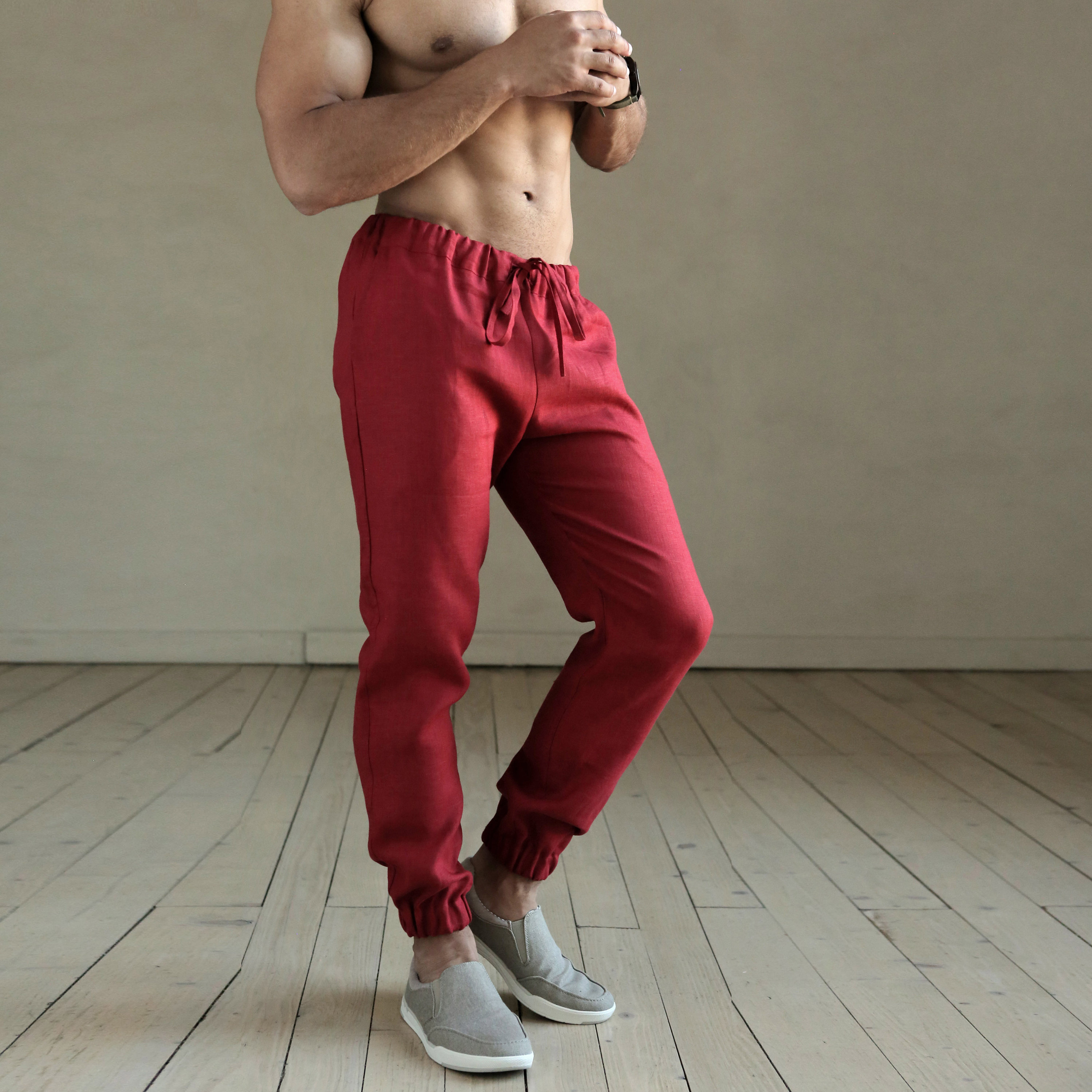 mens linen beach pants