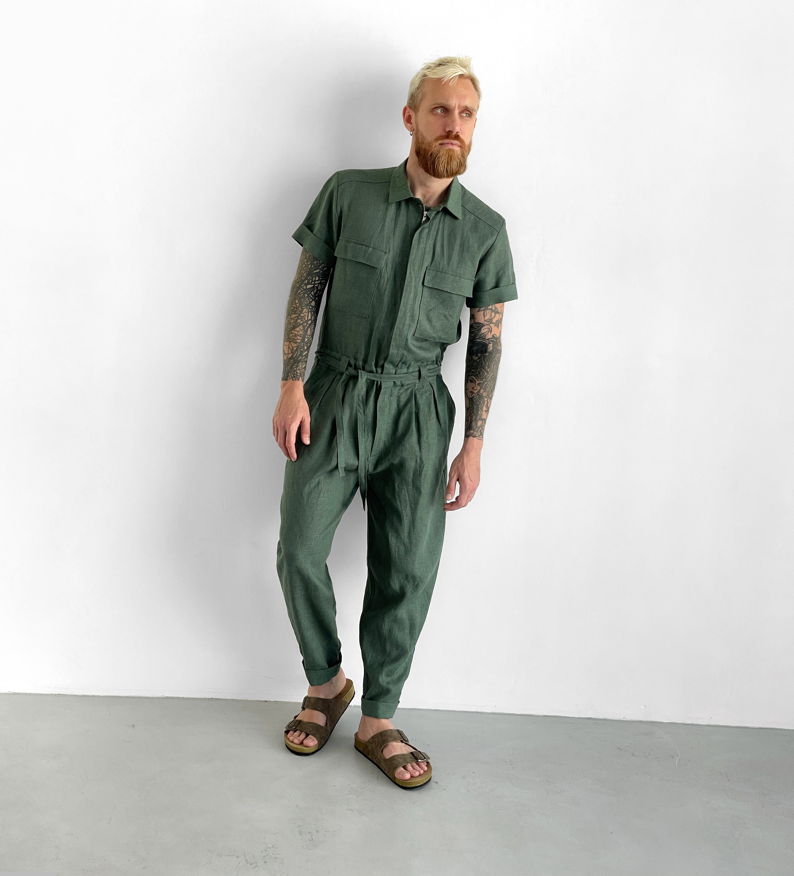 Mens linen jumpsuit Clearance