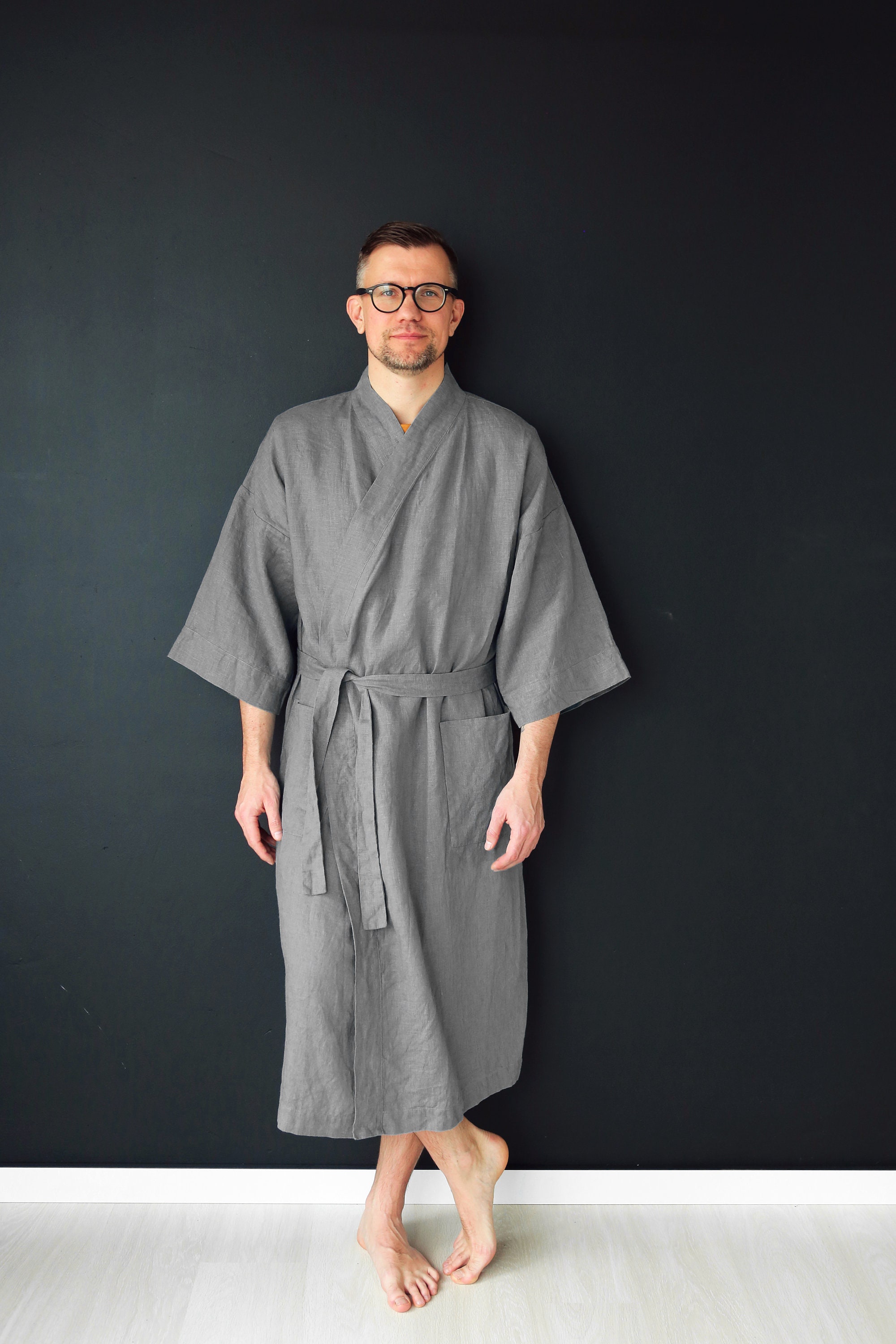 Grey kimono robe clearance