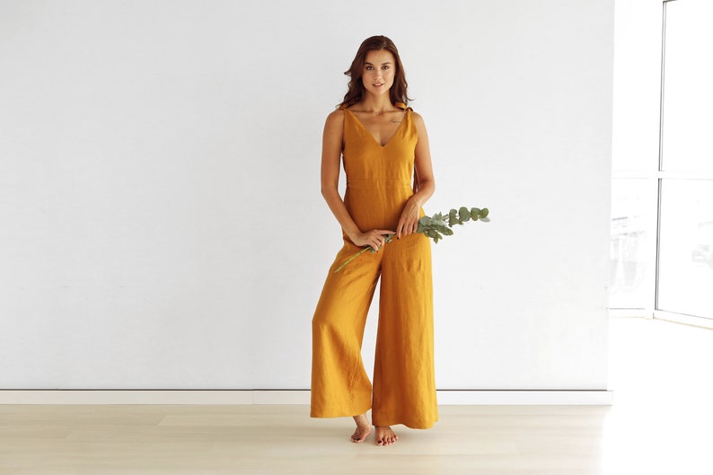 Mono de lino para mujer jersey de pantalones anchos mono de - Etsy México Mono de lino para mujer jersey de pantalones anchos mono de - Etsy México