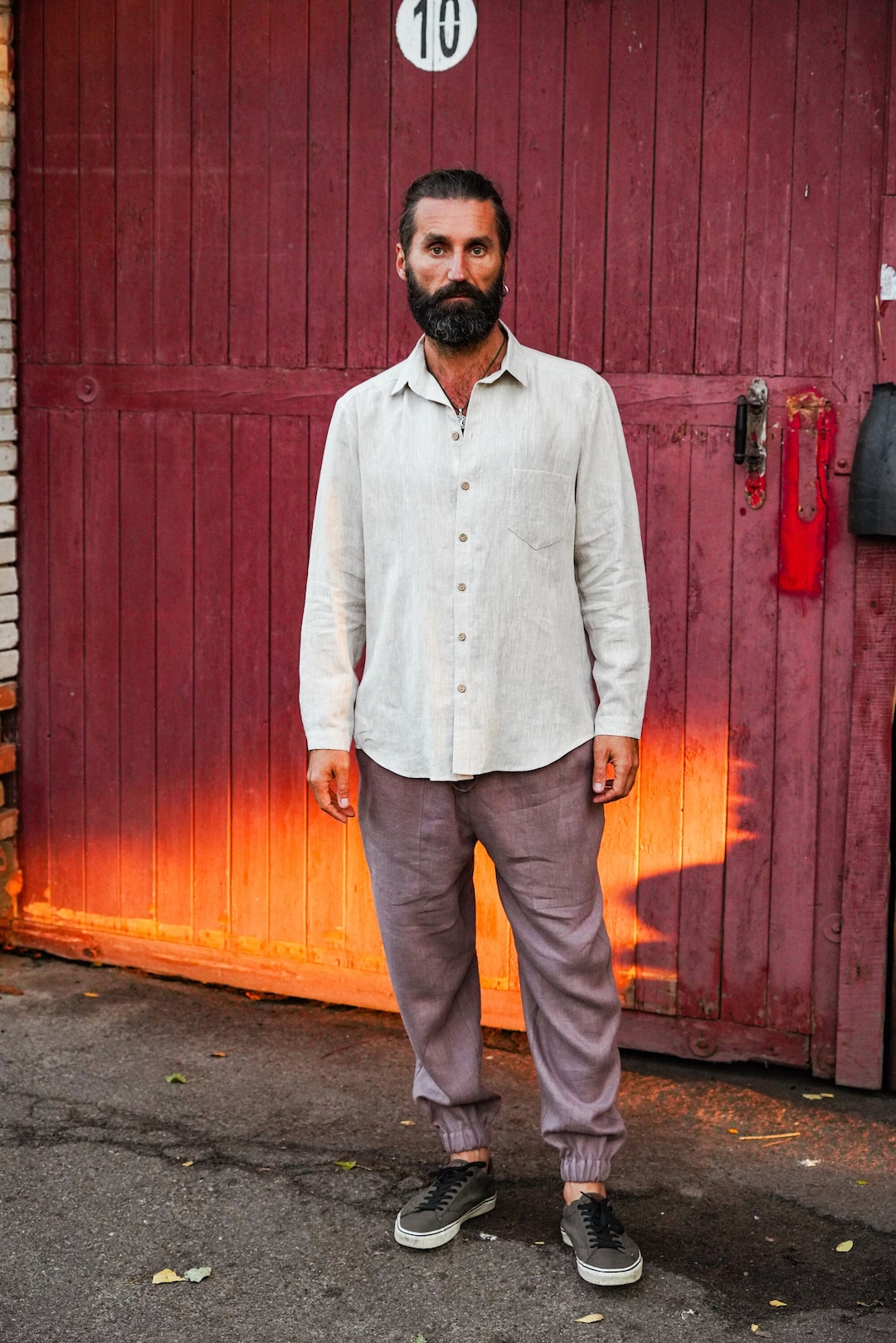 Mens Relaxed Linen Shirt, Shirt for Men, Natural Color Shirt, Classic ...