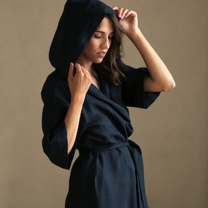 Long linen kimono jacket, Summer kimono, Linen loungewear, Summer robe, Wedding robes for bridesmaids, Linen sleepwear, Handmade robe