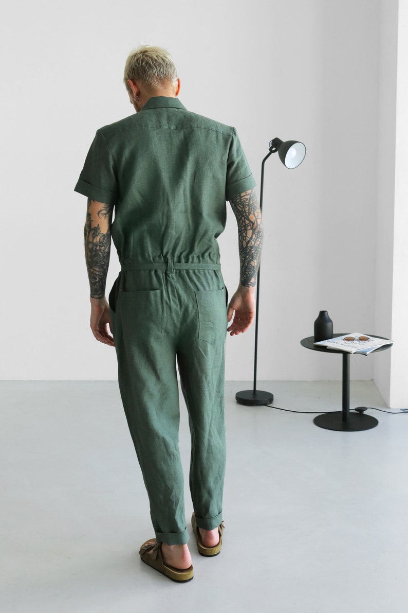 Mens Linen Jumpsuit Mens Overall Mens Romper Jumpsuit for Etsy Australia