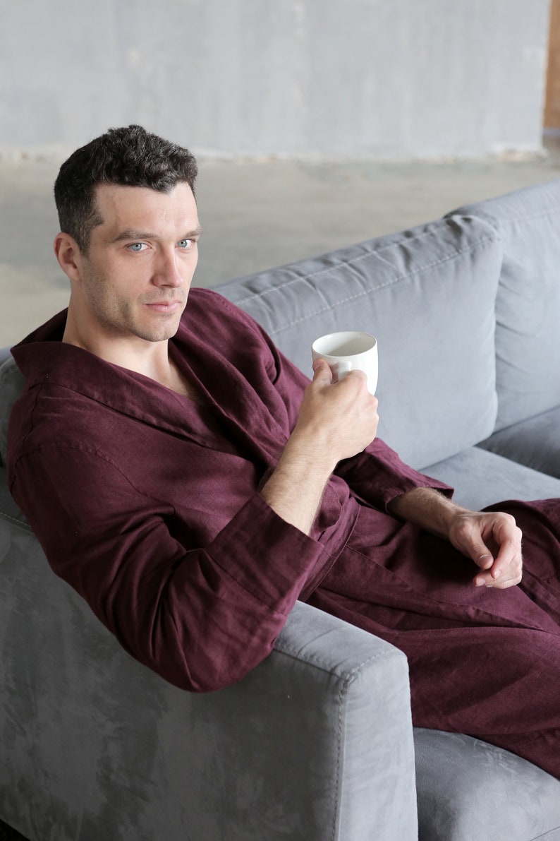 mens maroon bathrobe
