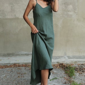 Linen Maxi Dress Summer Dress Green Color Dress With Wings - Etsy