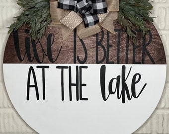 Lake House Door Hanger | Front Door Decor | Porch Sign | Welcome To Our Lake House | Home Decor