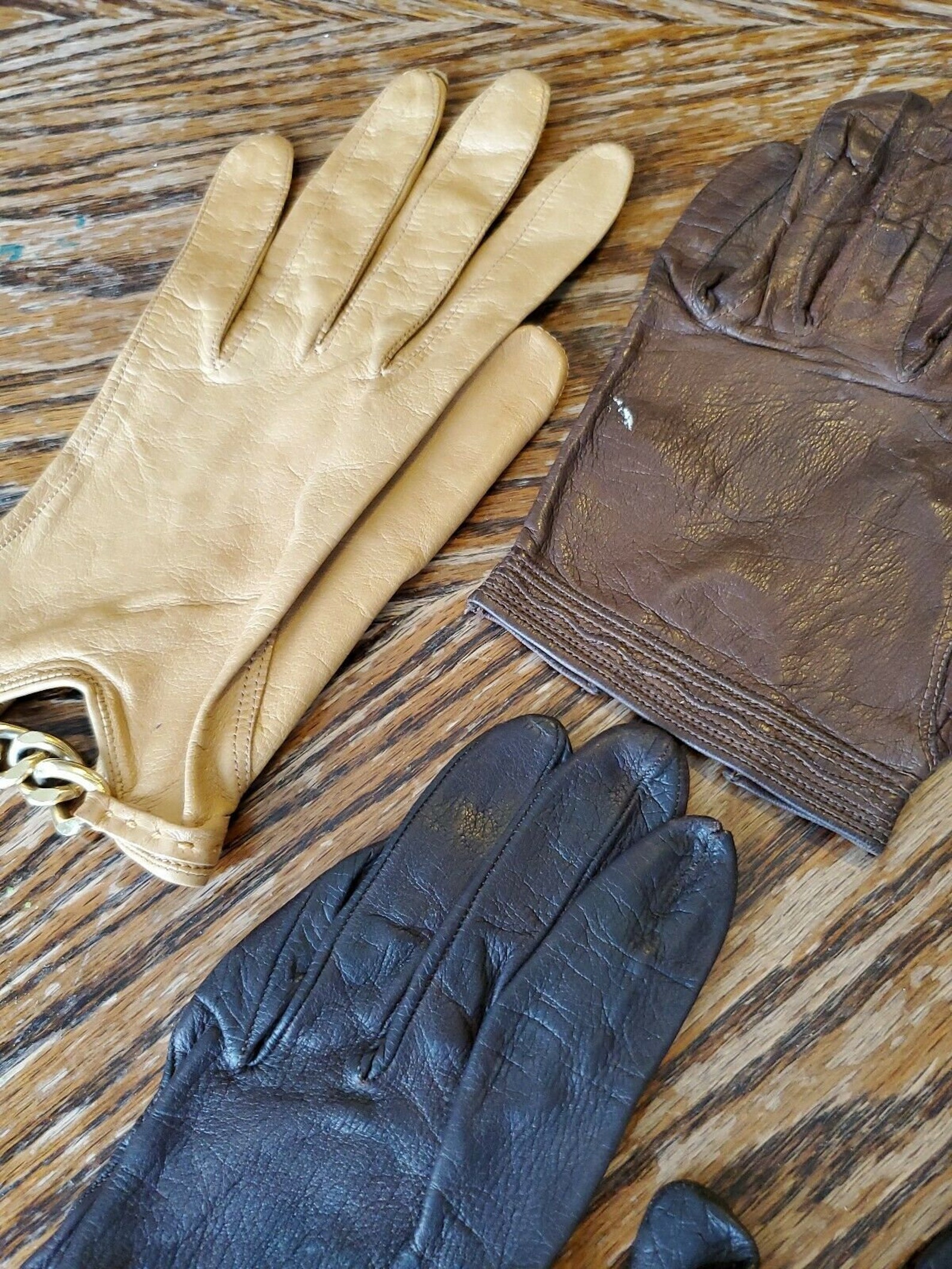 3 pair vintage kid leather gloves womens petite brown tan Etsy