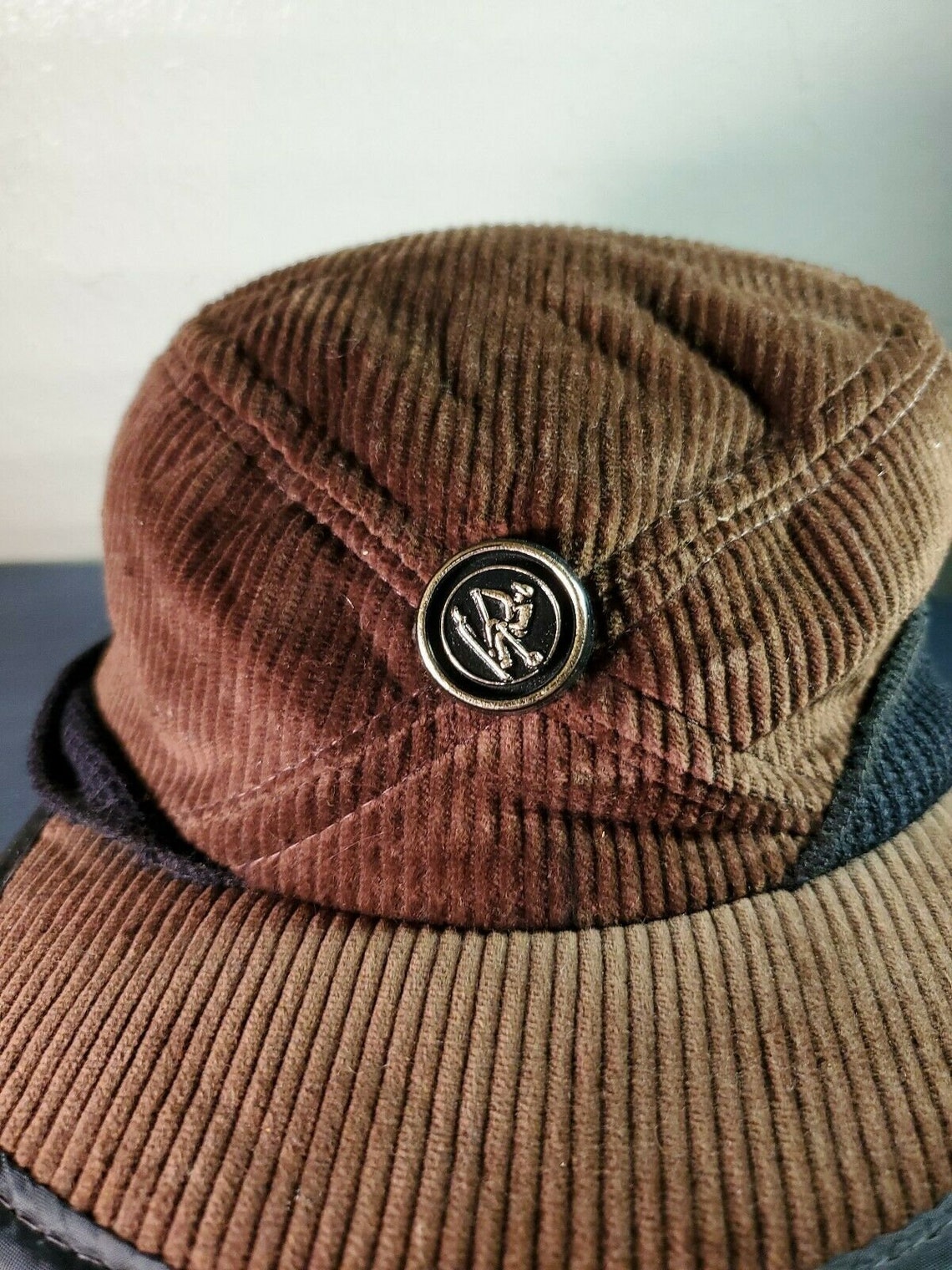 Vintage brown corduroy ski cap hat cadet size 7 hb2 | Etsy