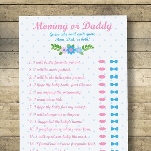 Mommy or Daddy Printable Baby Shower Game,instant Download,pink Baby ...