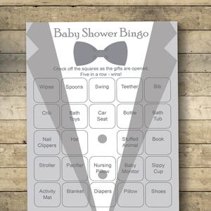 Bow Tie Baby Shower Bingo Cards - Baby Shower Bingo Game - 40 Carte da gioco uniche - Carte Bingo vuote stampabili E Carte Bingo precompilate